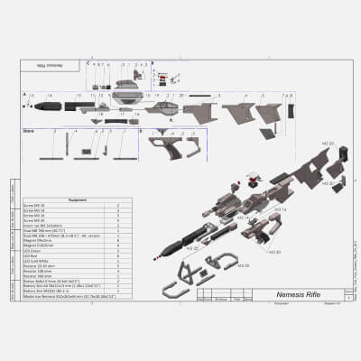Star Trek Type 3 Nemesis Phaser Rifle - Stl OBJ Cad Bundle