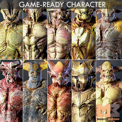 10 Creatures Pack - 3D Model by Maksim_Bugrimov
