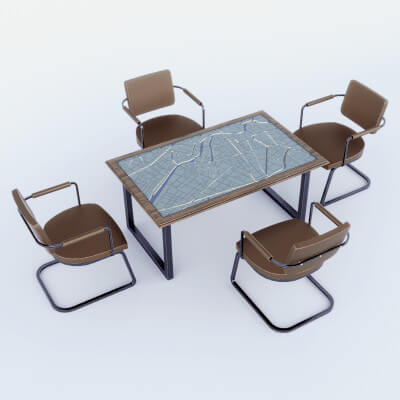 Furniture Office Table With Map