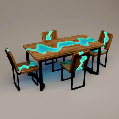 Futuristic Sci-Fi Office Slab Furniture Table Chair