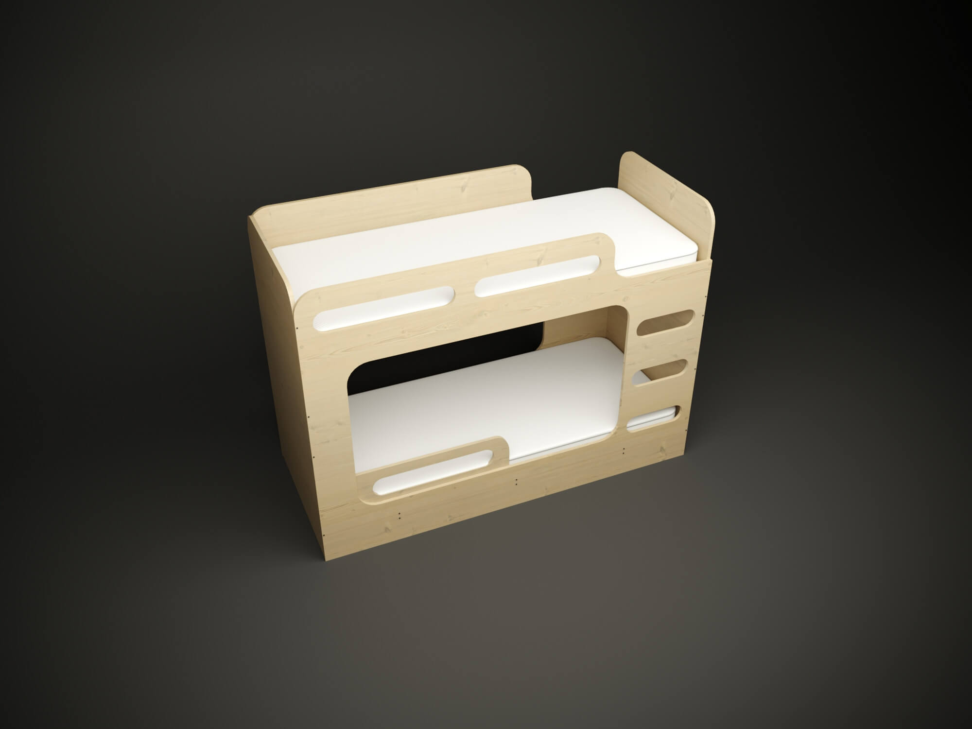Minimalist Plywood Bunk Bed for CNC Machine 3D Model by malibusan