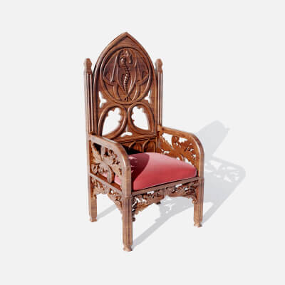 Old Vintage Wood Fantasy Throne Chair