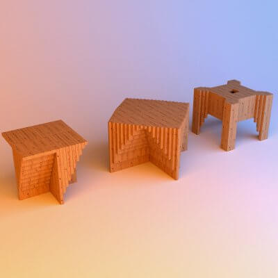 Parametrich Wooden Stool Tabouret