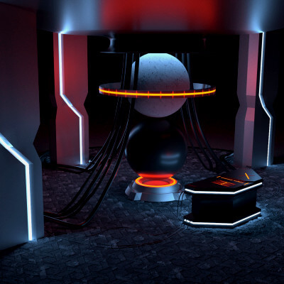 Sci-fi Cyber Interior of Control Center