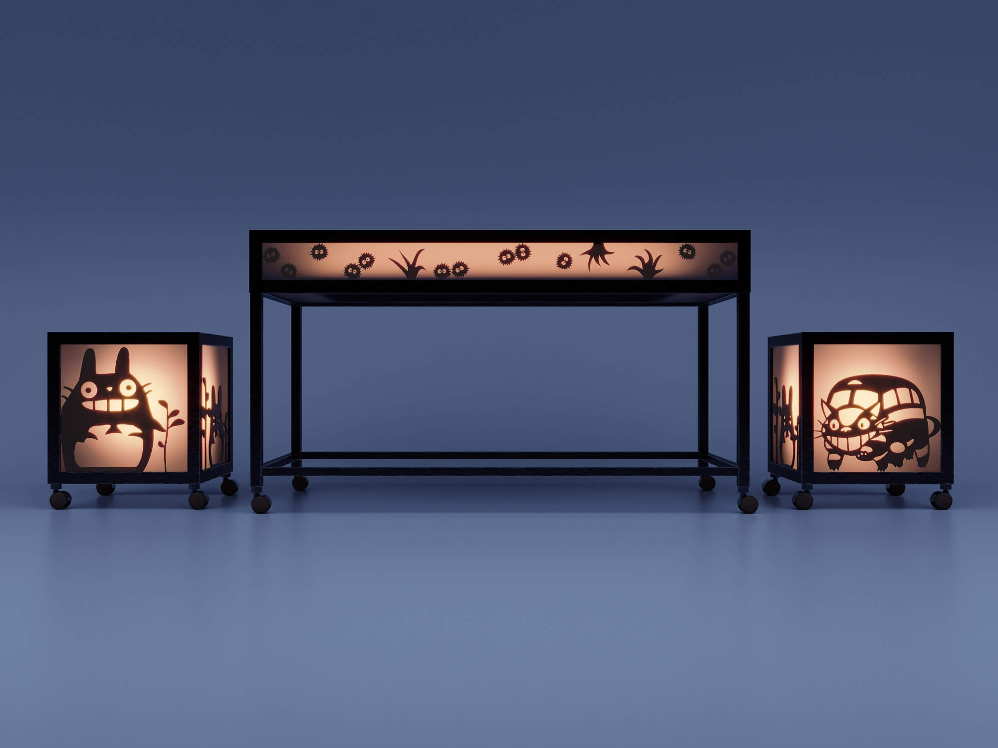 SciFi Glow Totoro Anime Furniture Set 3D Model by malibusan
