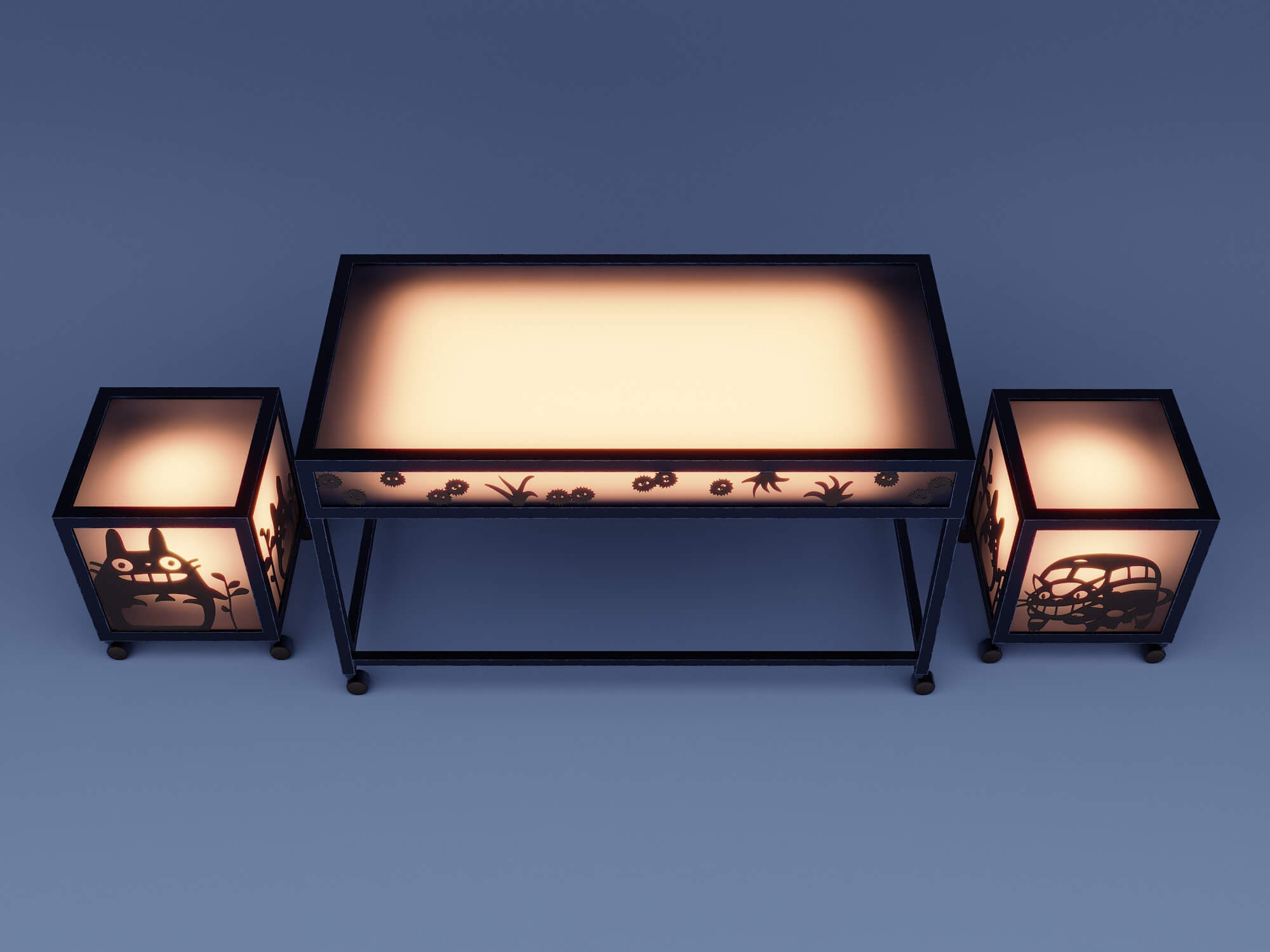 SciFi Glow Totoro Anime Furniture Set 3D Model by malibusan