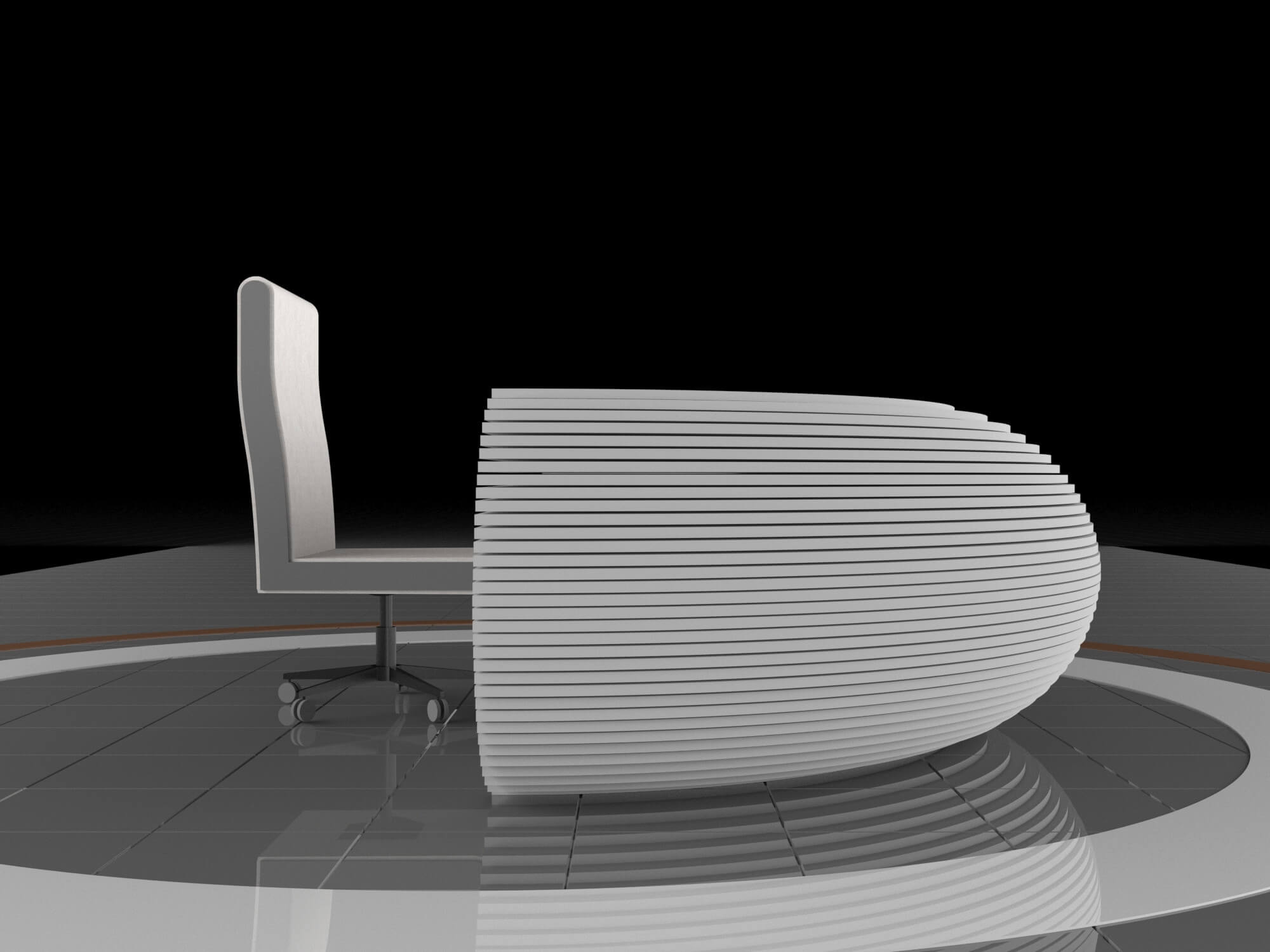 SciFi Interior Parametric Glow Loft Reception Desk 3D Model by malibusan