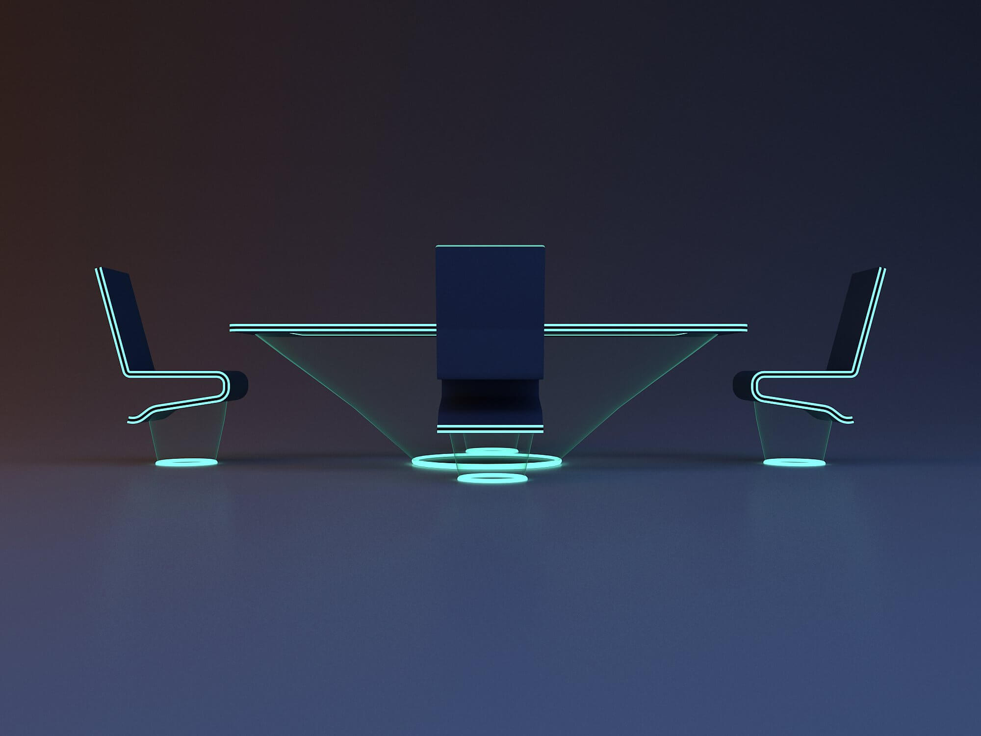 SciFi Futuristic Office Furniture 3D Model by malibusan