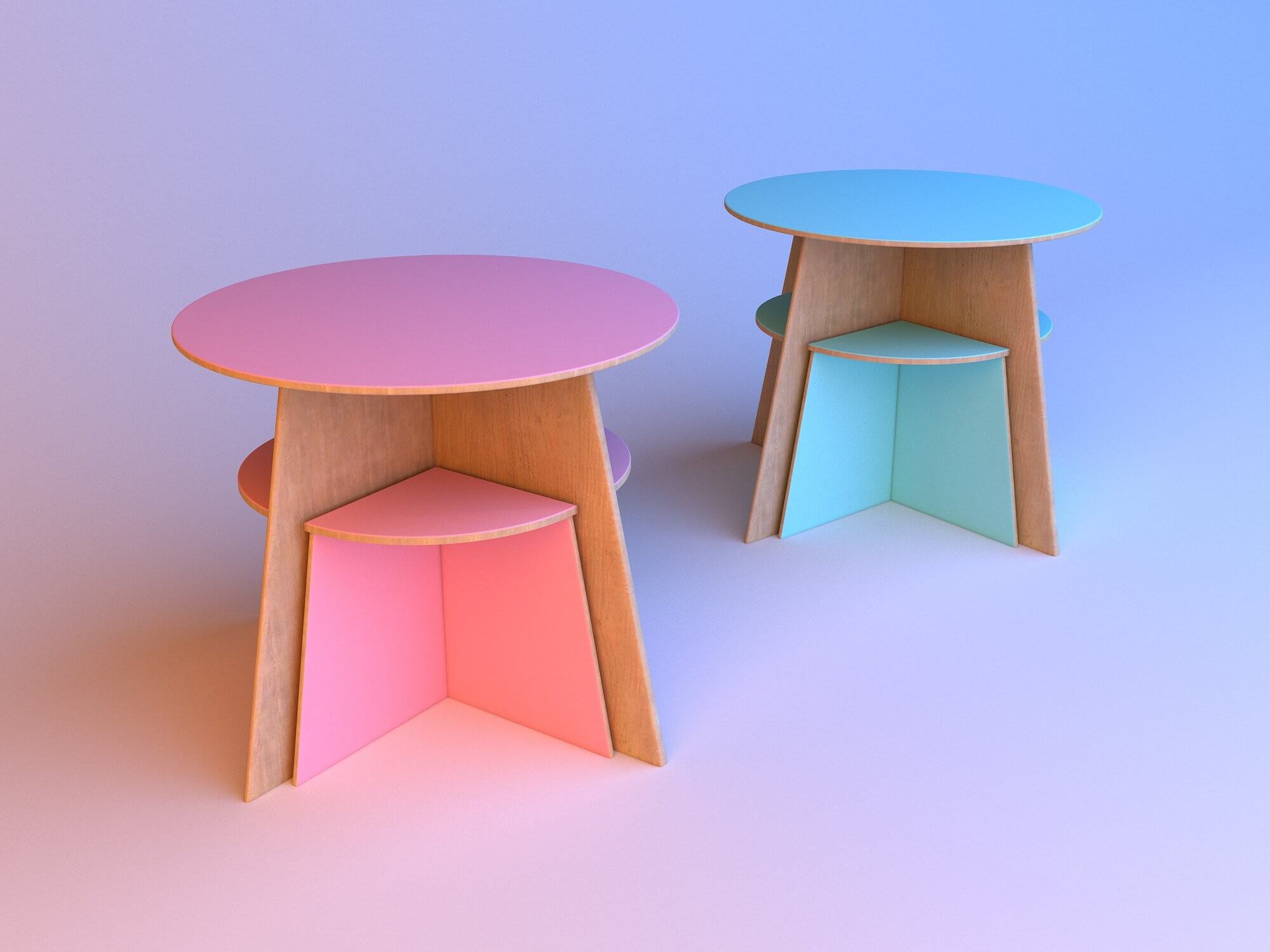 Set of Designer Childrens Furniture 3D Model by malibusan