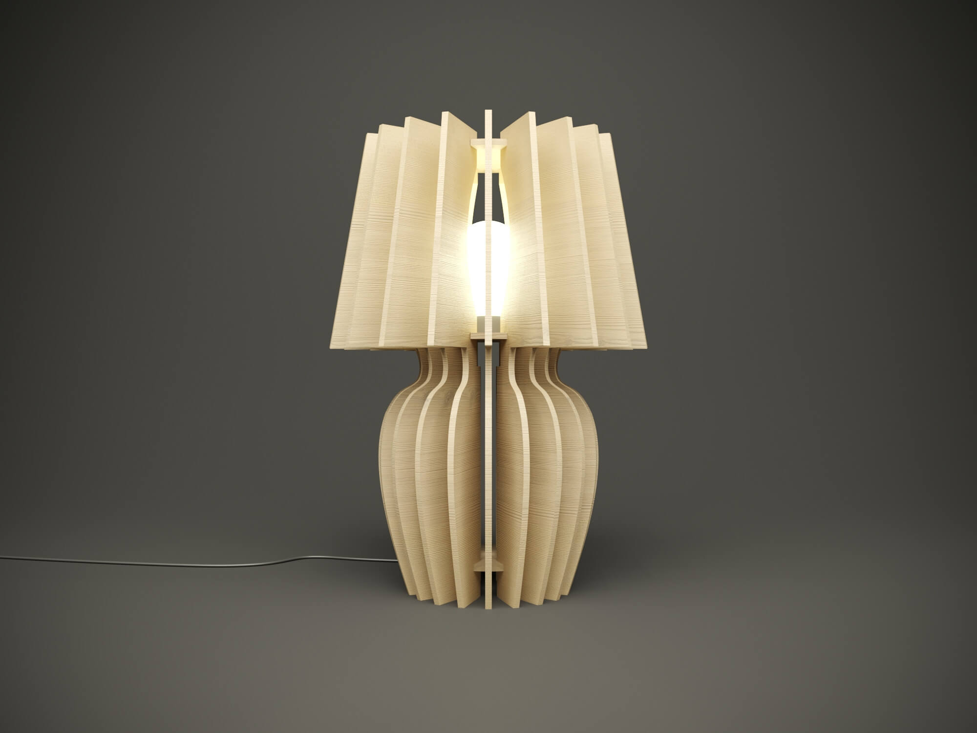 Wood Parametric Table Lamp for CNC Machine 3D Model by malibusan