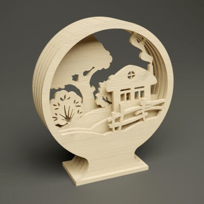 Wood Parametric Village for CNC Machine