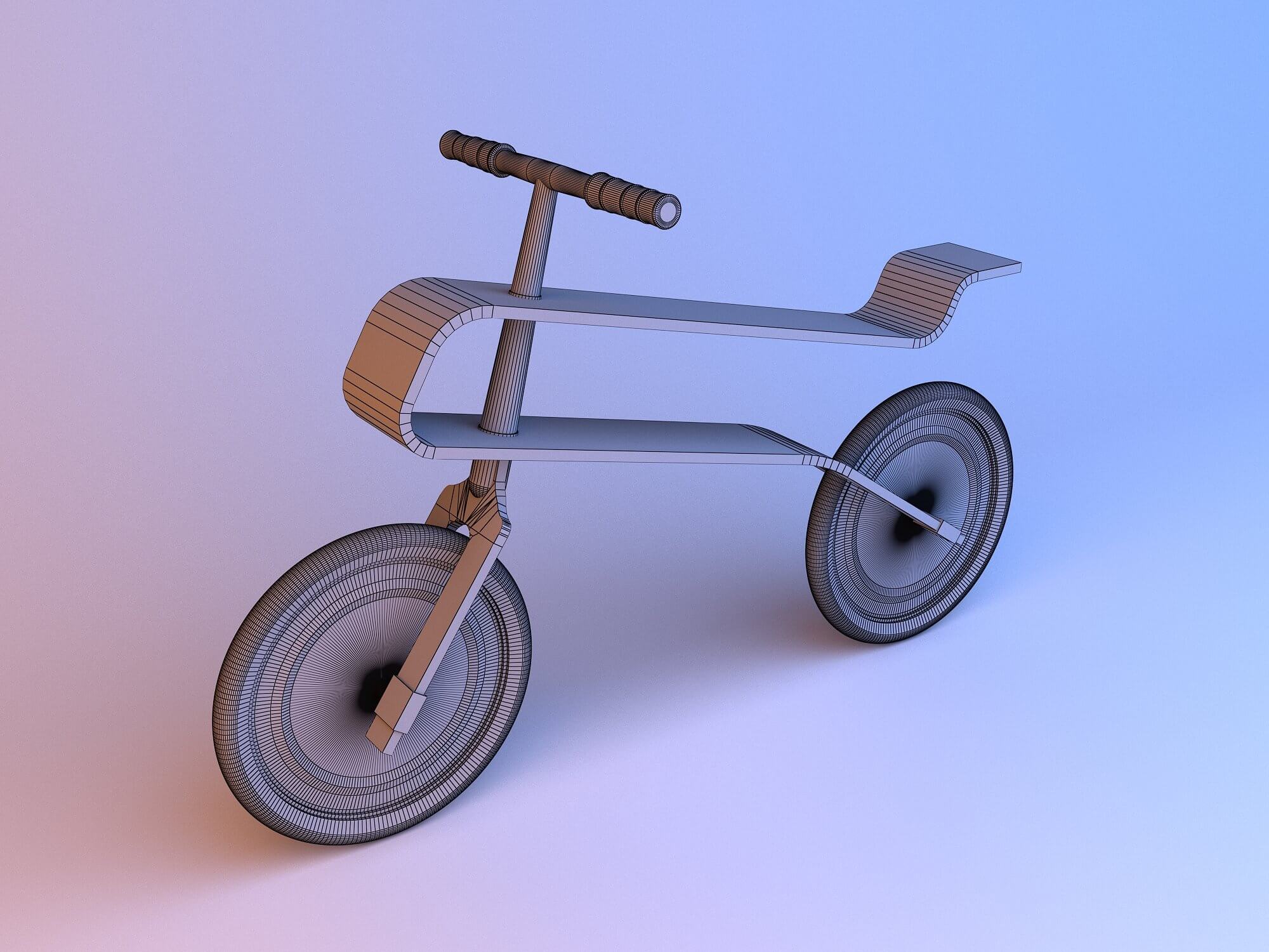 Wooden Balance Bike 3D Model by malibusan