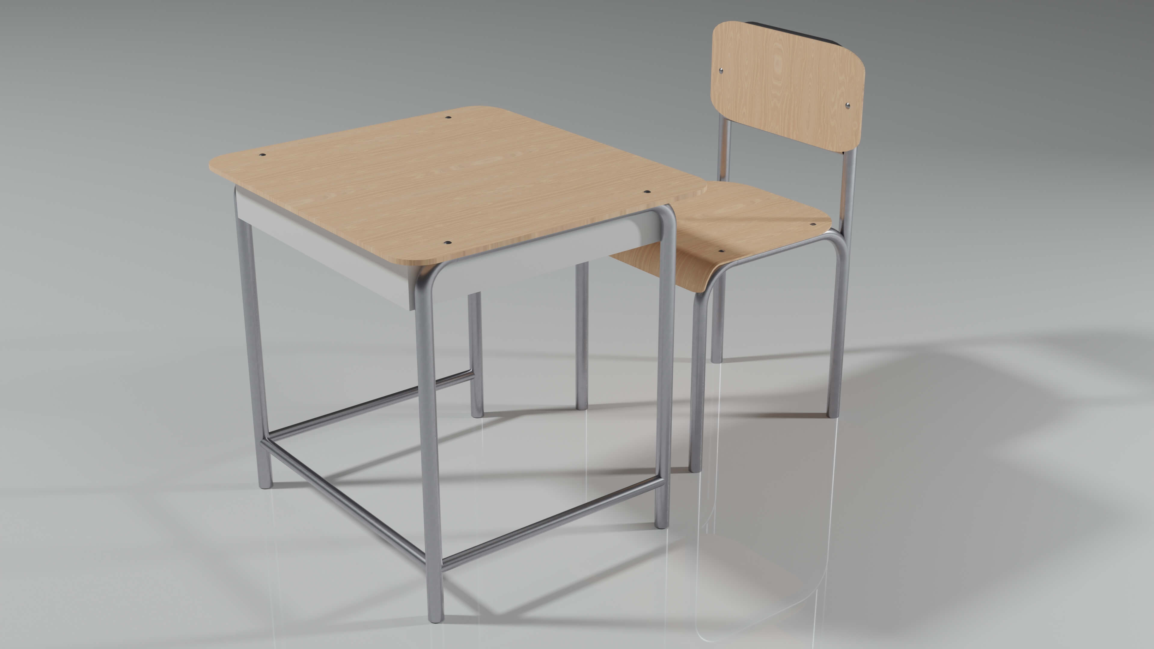 School Chair With Desk 3D Model by MaNgAz