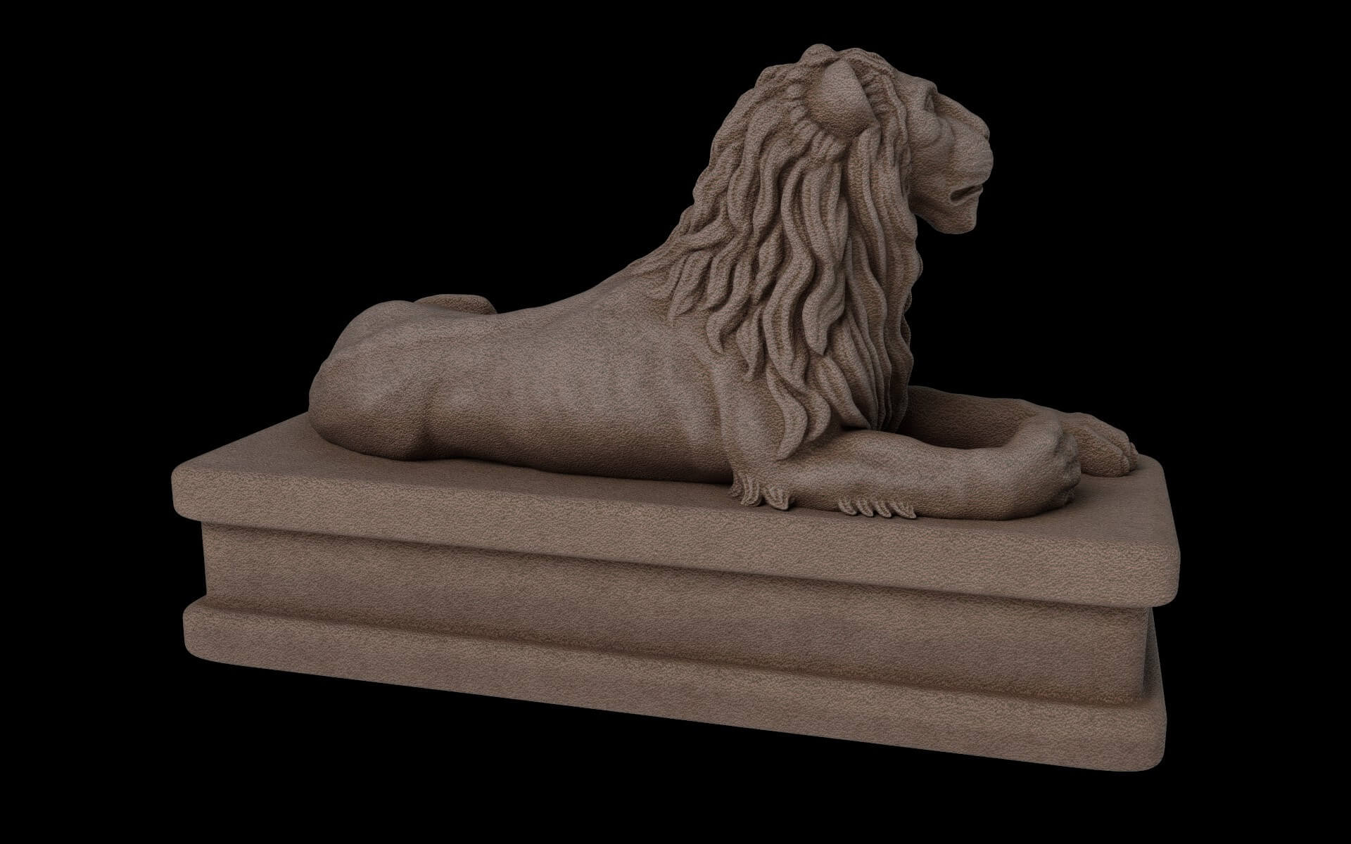 Lion Statue on a Pedestal 3D Model by Marianna3D