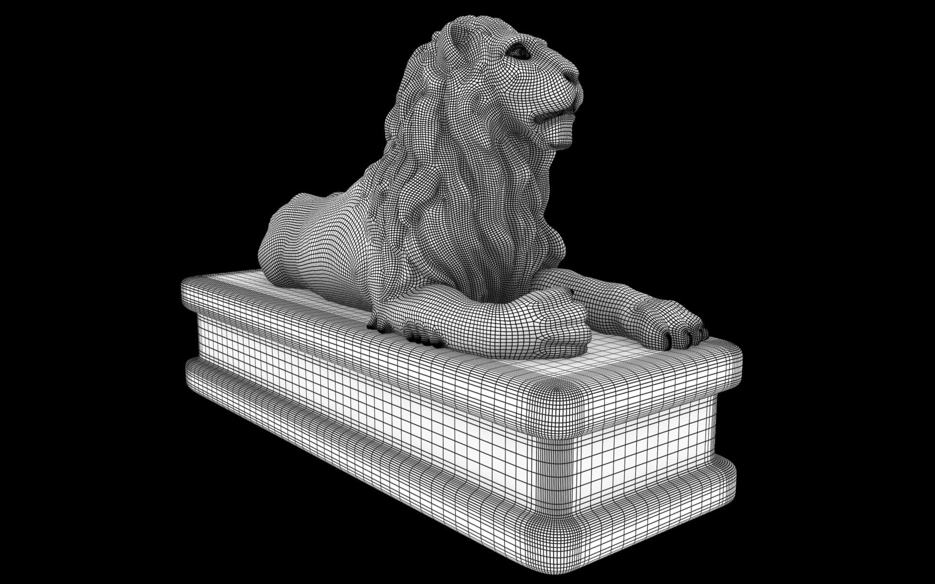 Lion Statue (Granite) 3D Model by Marianna3D