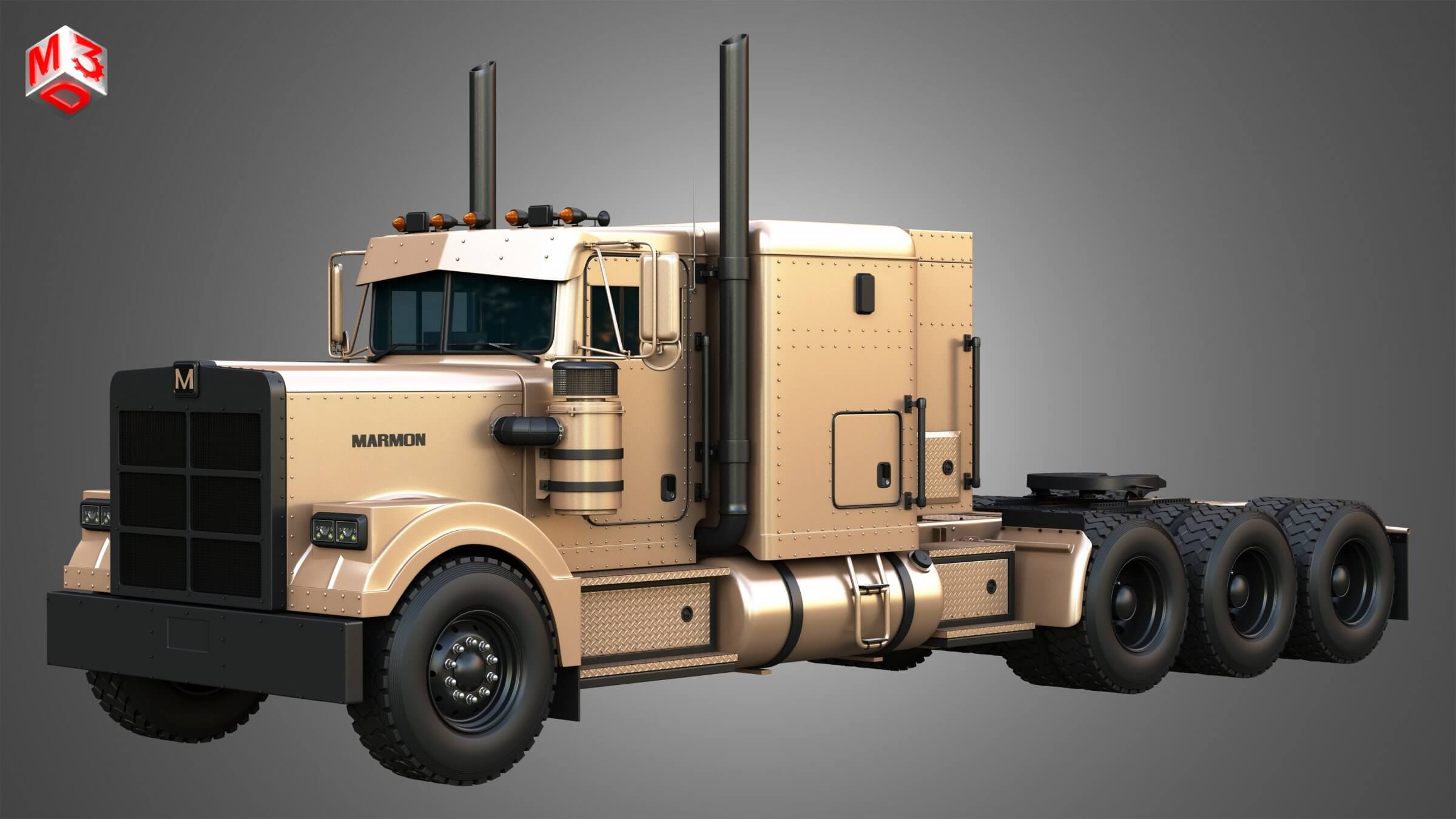 57P Semi Truck Tri Axle Truck Custom Version 3D Model by Markos3d