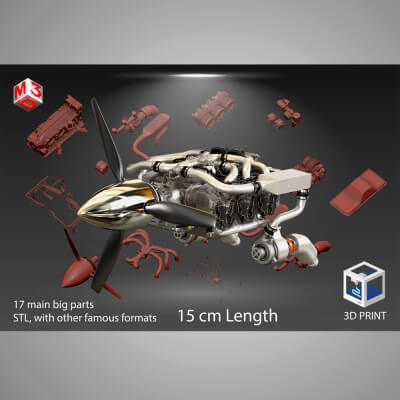 Continental Io 550 Engine - Ready for 3D Print - Special Edi