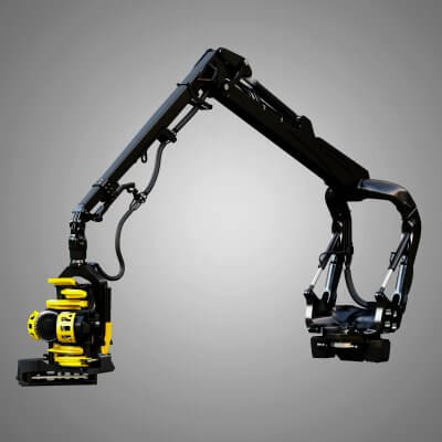 Forestry Crane with Harvester Head