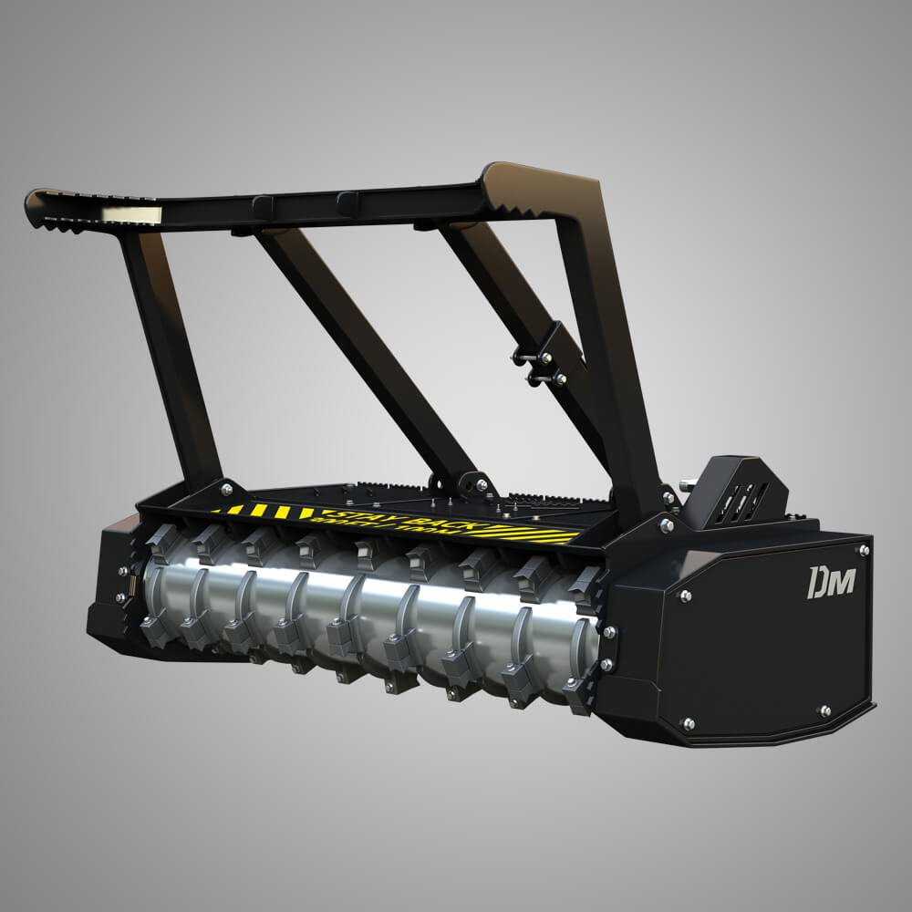 Drum Mulcher Compact Track Skid Steer Loader Attachment 3D Render