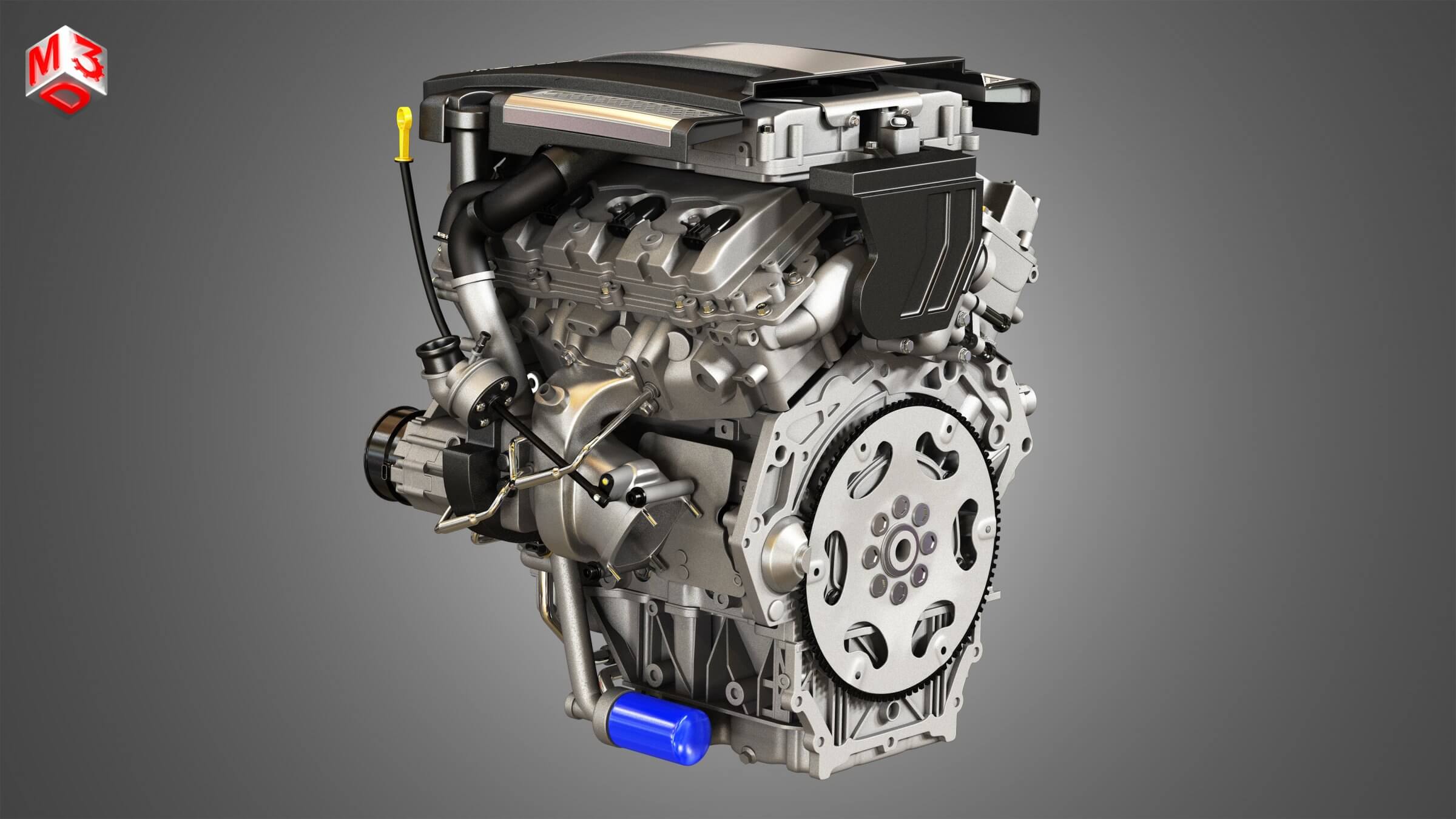 Twin Turbo - V6 Engine 3D Model by Markos3d
