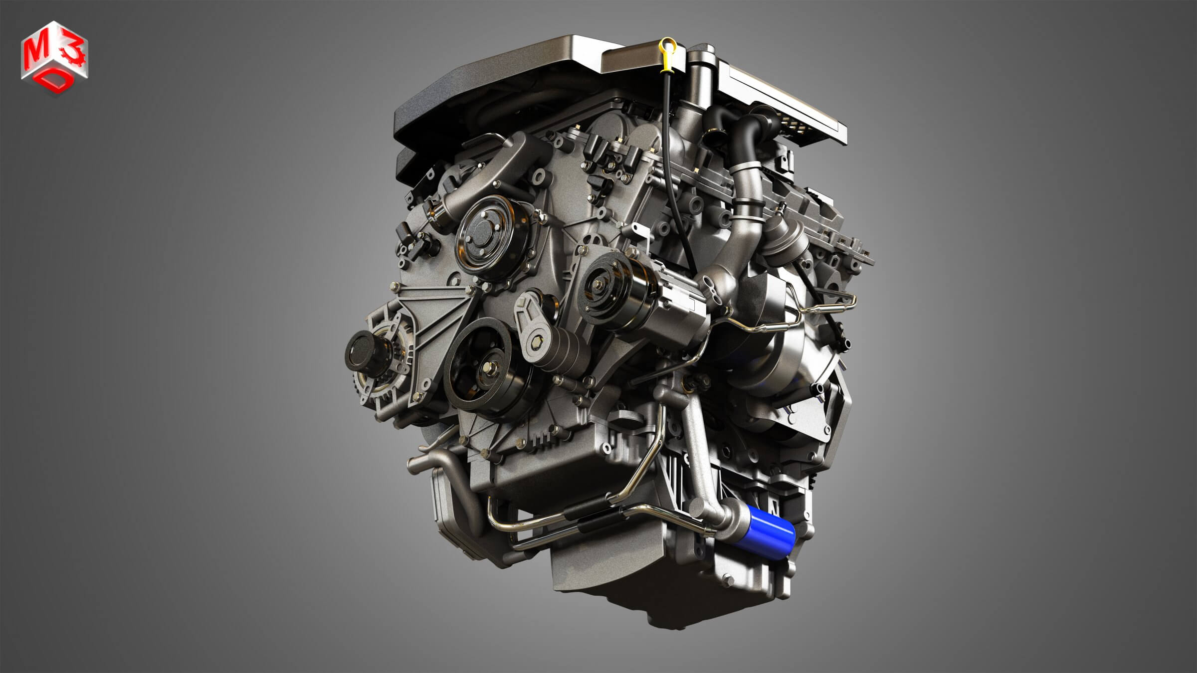 Twin Turbo - V6 Engine 3D Model by Markos3d