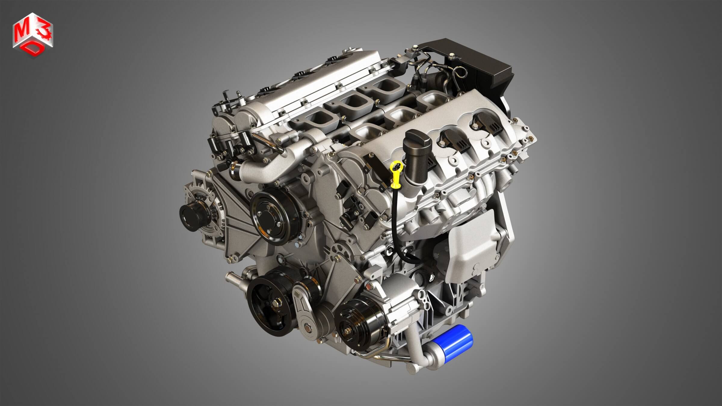 Twin Turbo - V6 Engine 3D Model by Markos3d