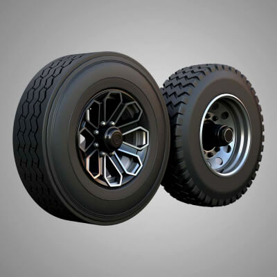 Vehicle Wheels and Tires B001 Ready for 3D Print by Markos3d