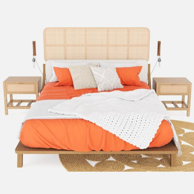 Bohemian Bedroom - Bed With Knitted Blanket