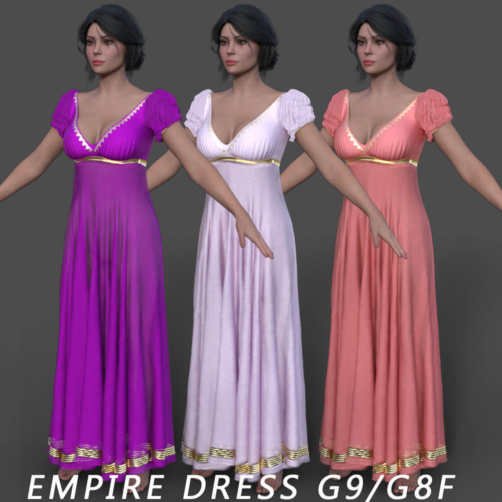 dForce Empire Dress G9/G8F Daz Content by matteoio