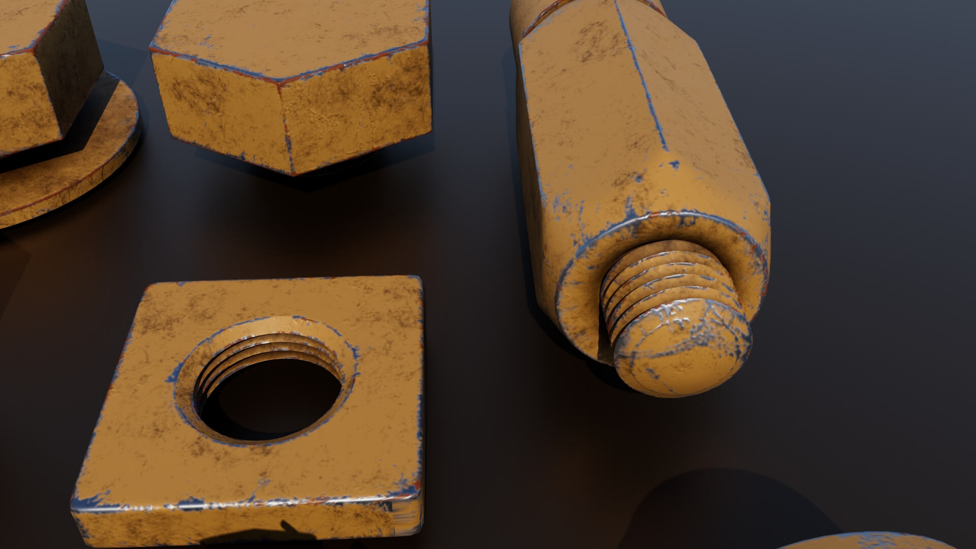Threaded Connections Yellow - 3D Model by Mavas3D