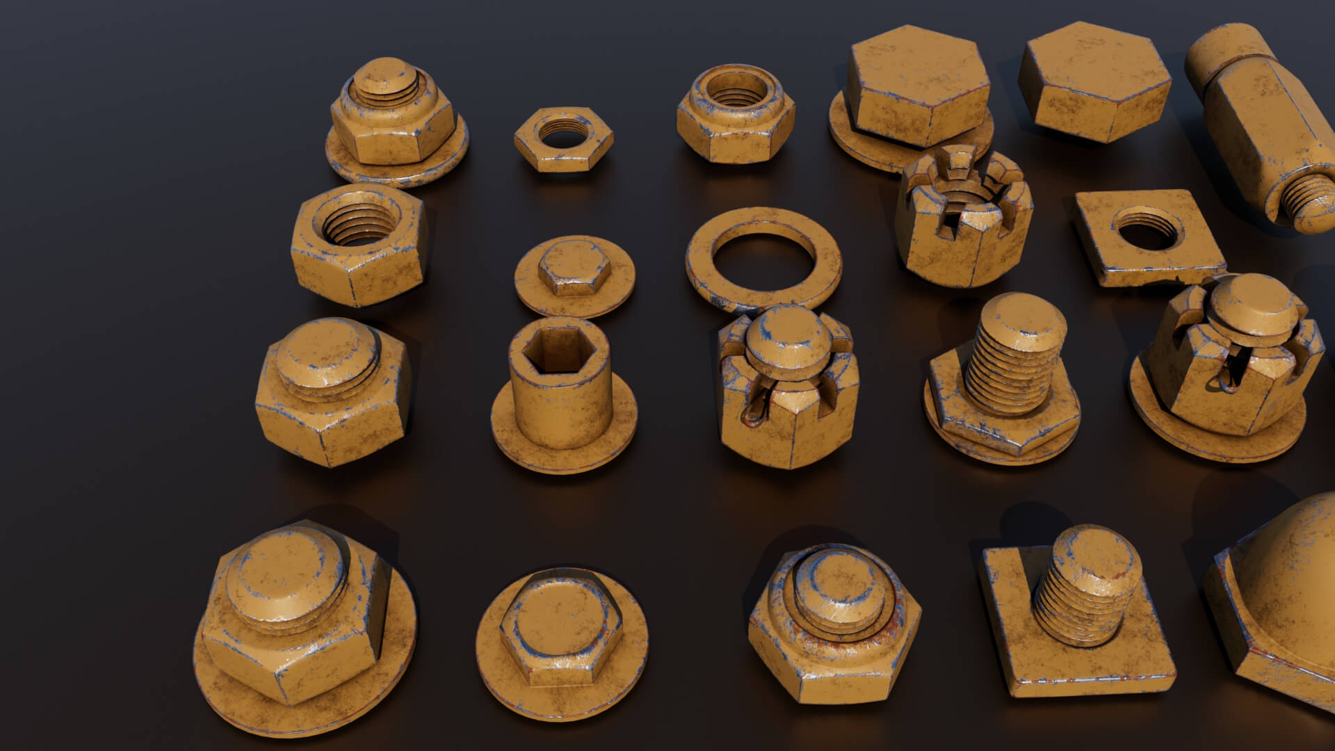 Threaded Connections Yellow - 3D Model by Mavas3D