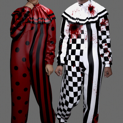 MS Halloween Costume Clown Jumpsuit Couple G8M G8F and G9