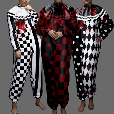 MS Halloween Costume Clown Jumpsuit G8F and G9