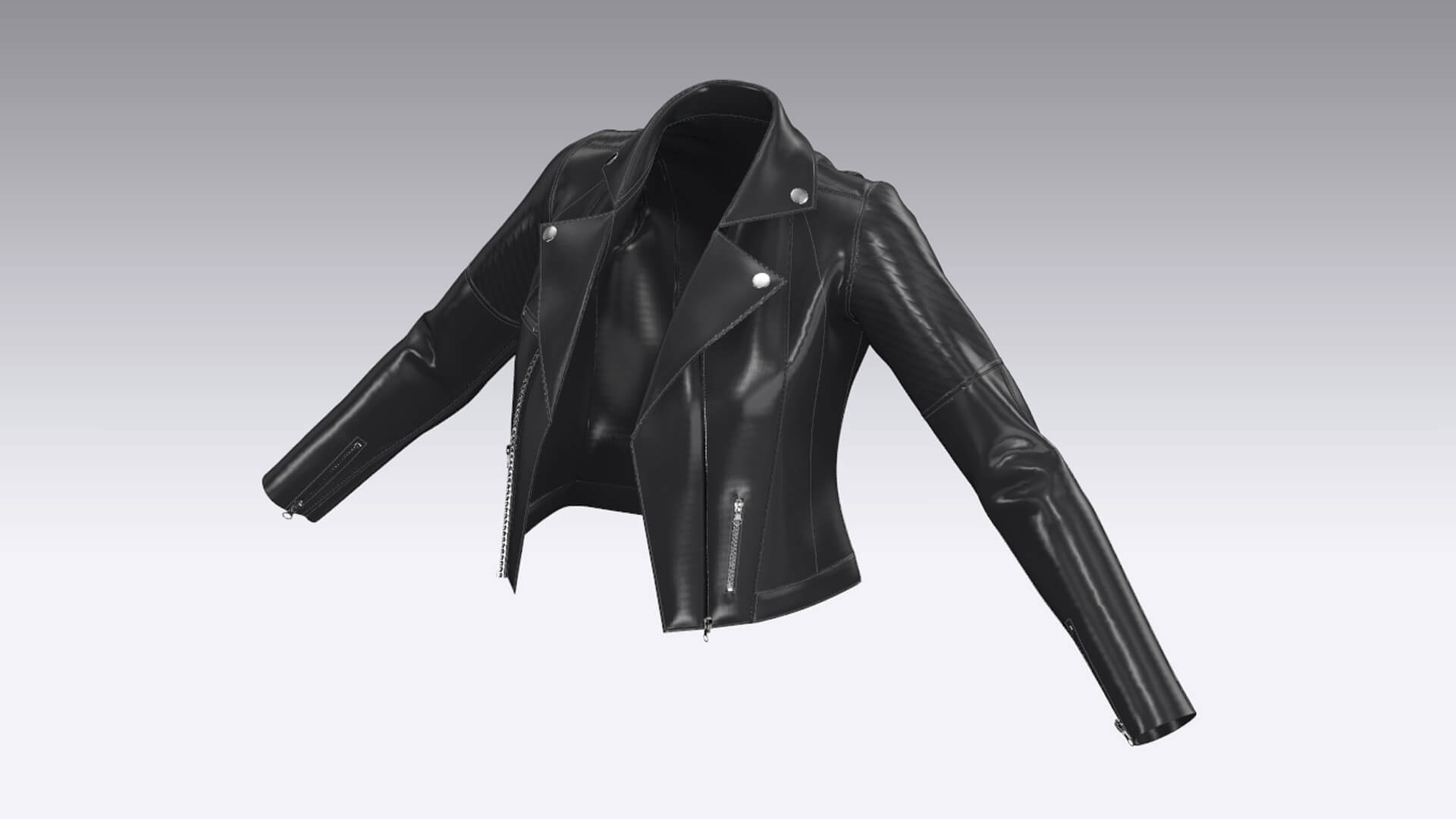 Female Leather Jacket for Marvelous Designer / CLO3D - 3D Model by Max Dias