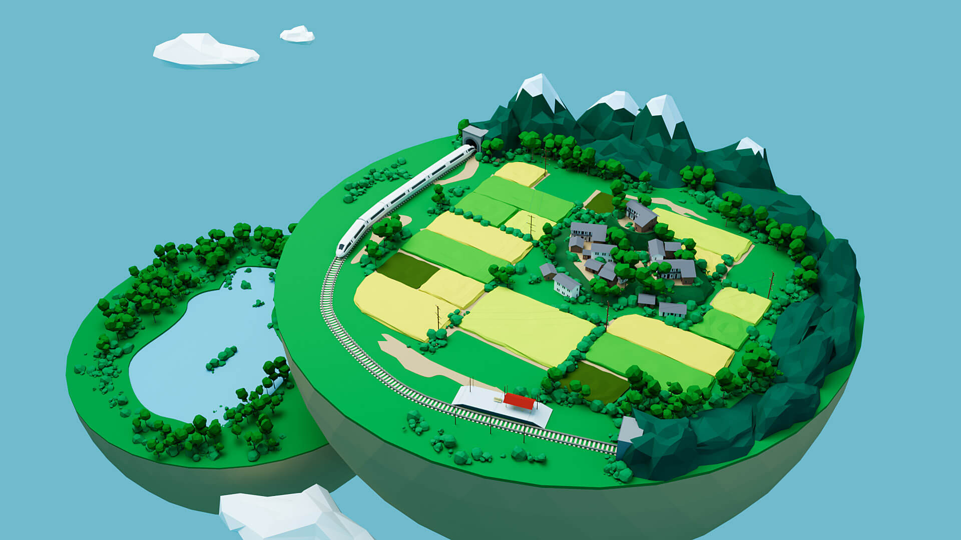 Low Poly Tree Rural Landscape - 3D Model by Max857