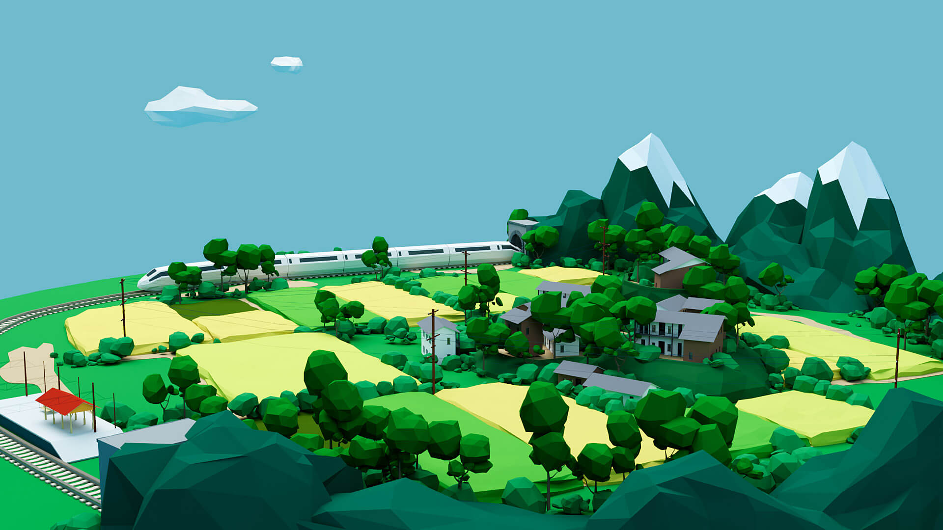 Low Poly Tree Rural Landscape - 3D Model by Max857