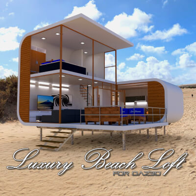 Luxury Beach Loft Environment for DAZ3D