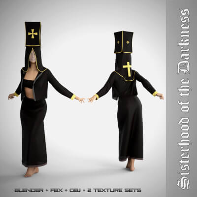 Sisterhood of The Darkness Outfit Blender  FBX  OBJ