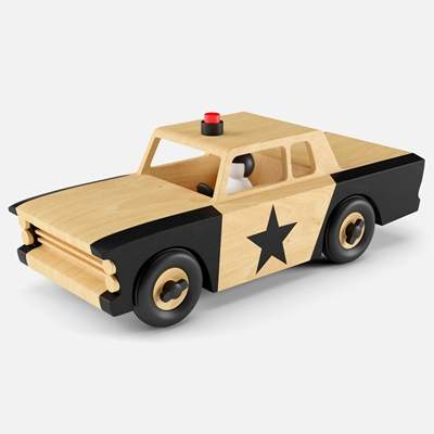 Wooden Toy Police Car