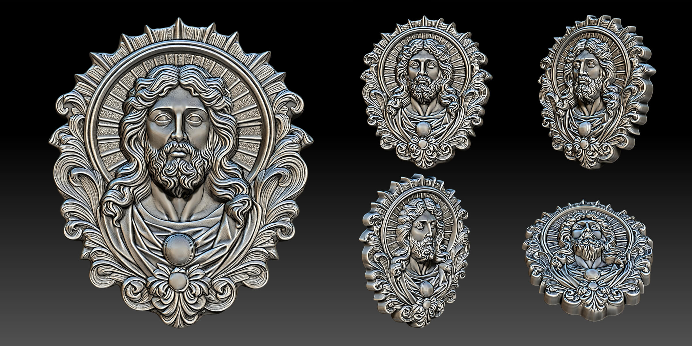 10 Jesus Pendant Necklaces - 3D Printable 3D Model by mega3d