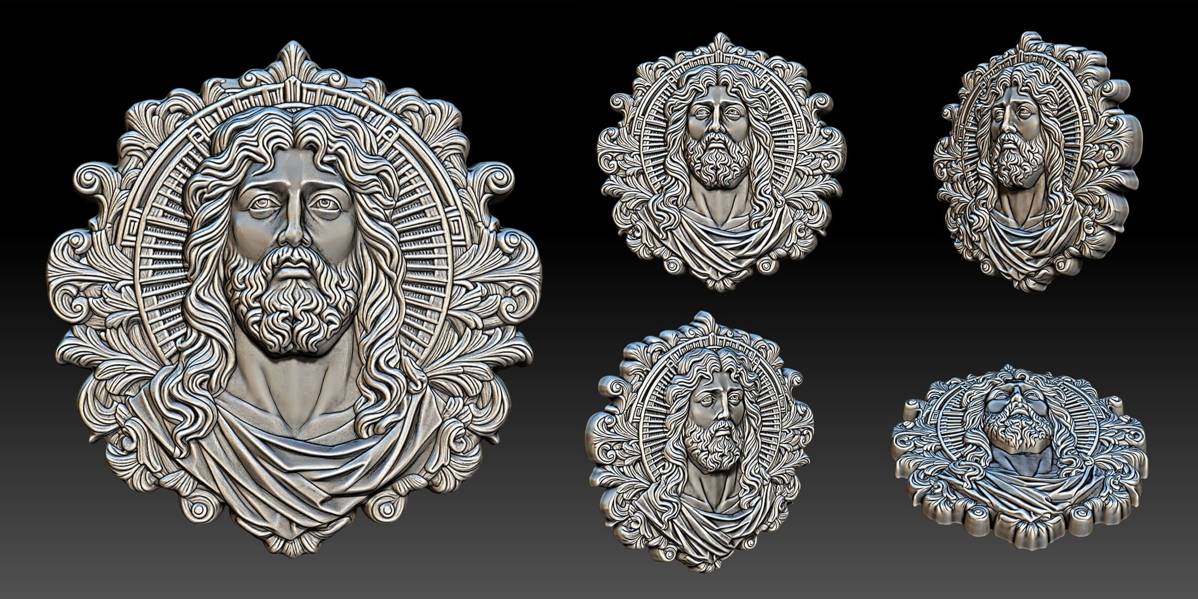 10 Jesus Pendant Necklaces - 3D Printable 3D Model by mega3d
