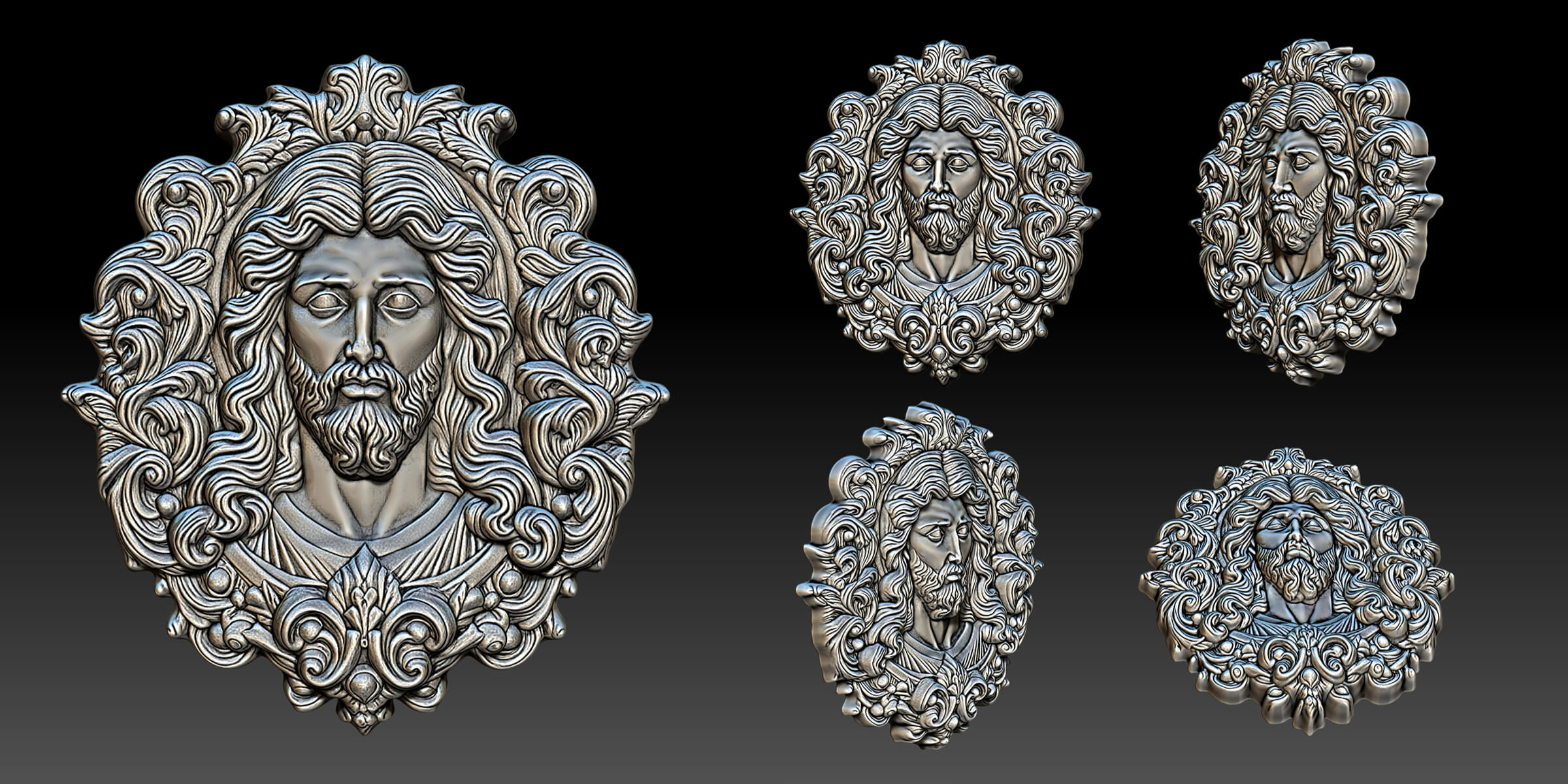 10 Jesus Pendant Necklaces - 3D Printable 3D Model by mega3d