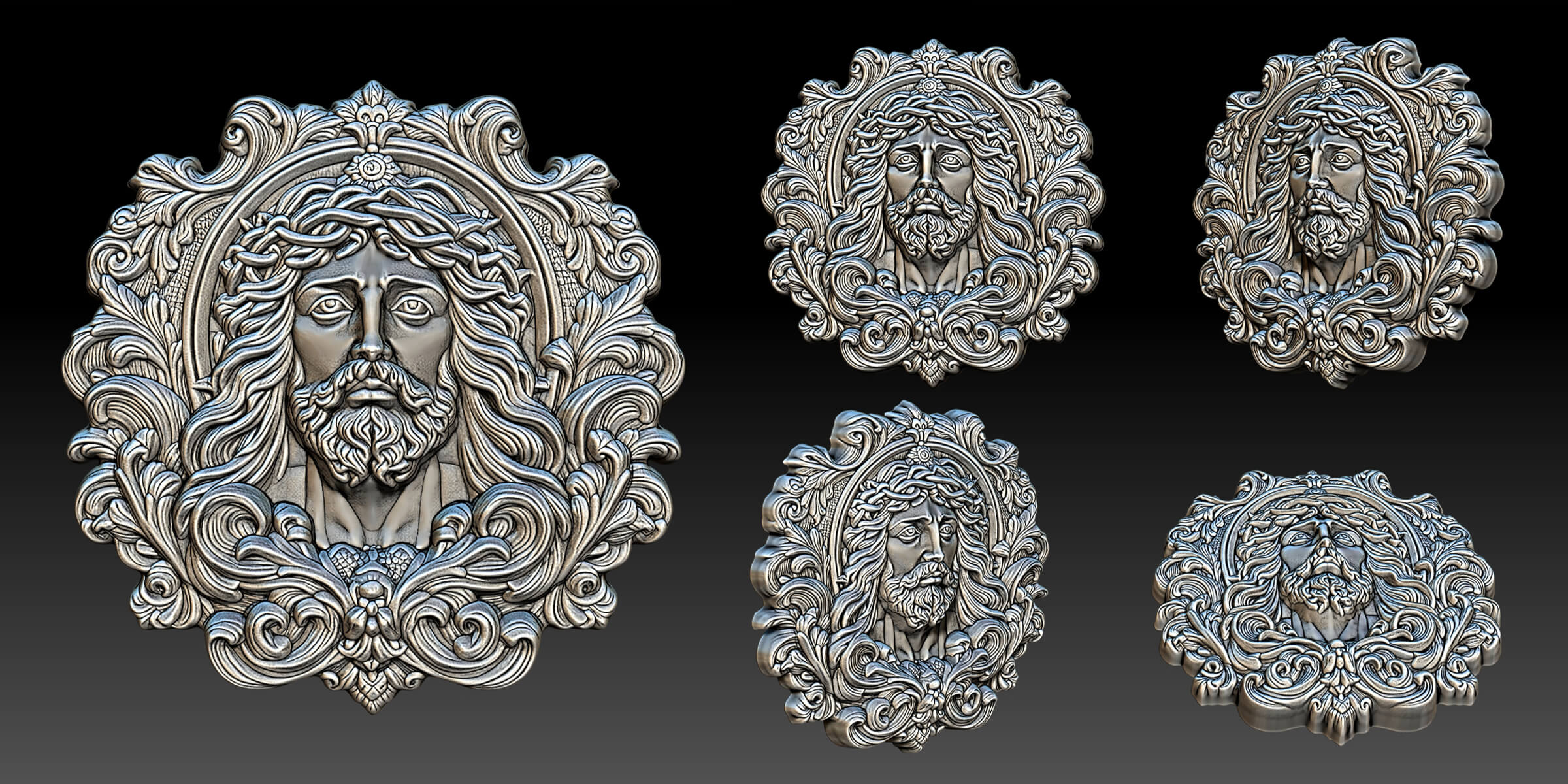 10 Jesus Pendant Necklaces - 3D Printable 3D Model by mega3d