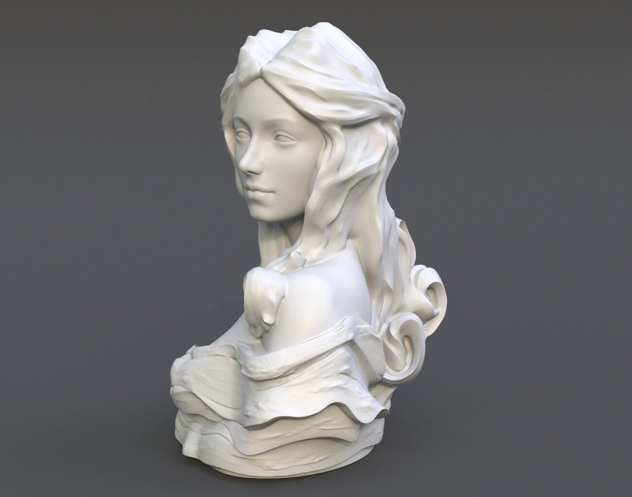 Female Bust Statue 220527 - 3D Print Model by mega3d