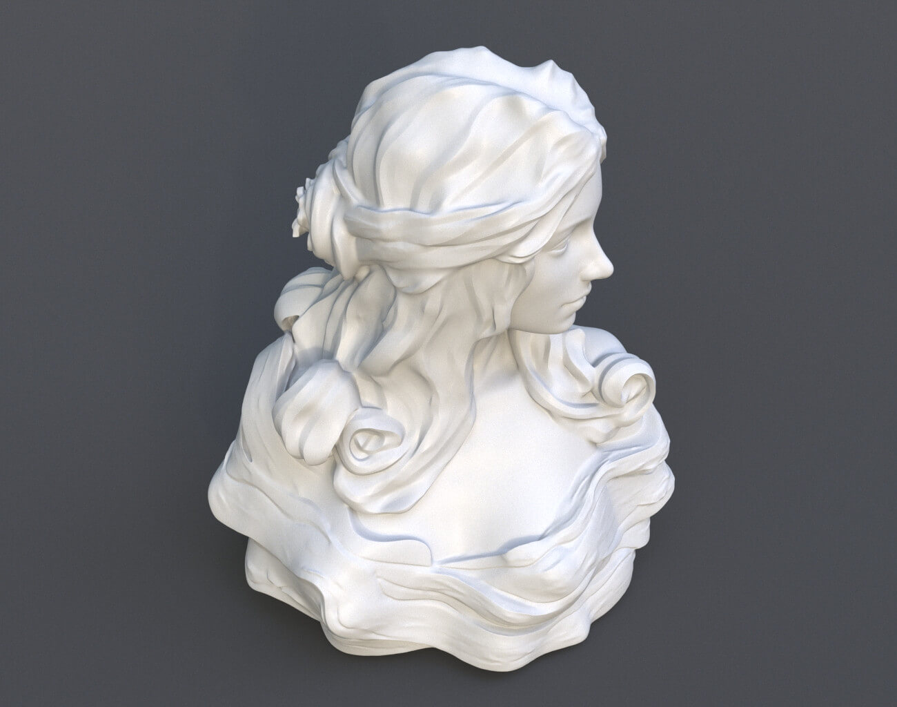 Female Bust Statue 220527 3D Print Model by mega3d