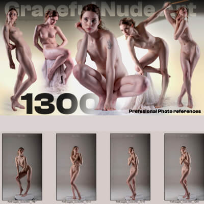 Graceful Figure Poses: 1300+ Nude Art References - Reference Photo Set