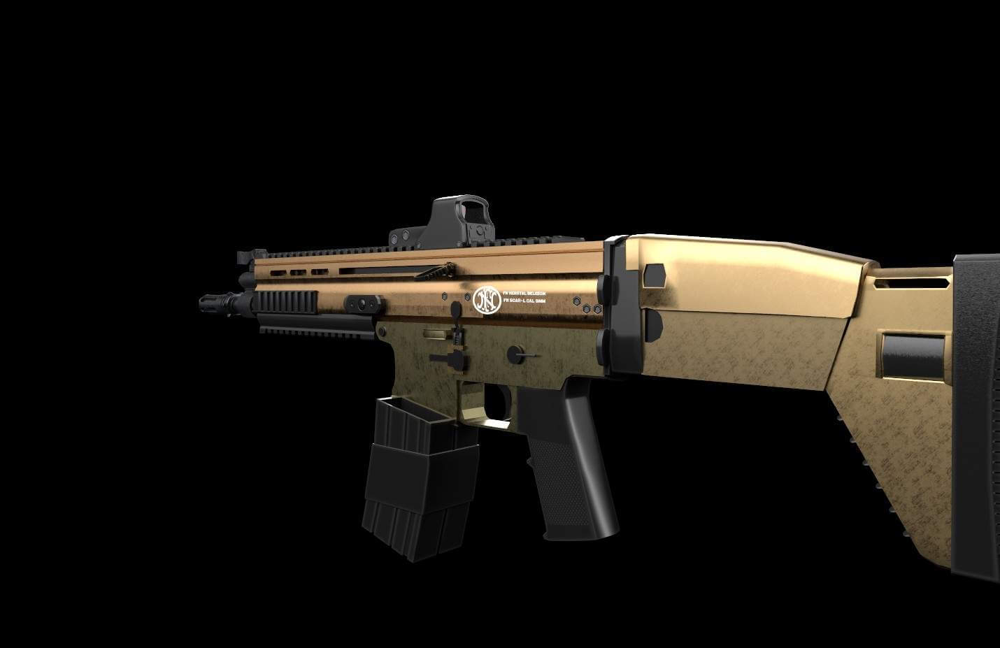FN SCAR with Red Dot Scope 3D Model by metalfreakqx