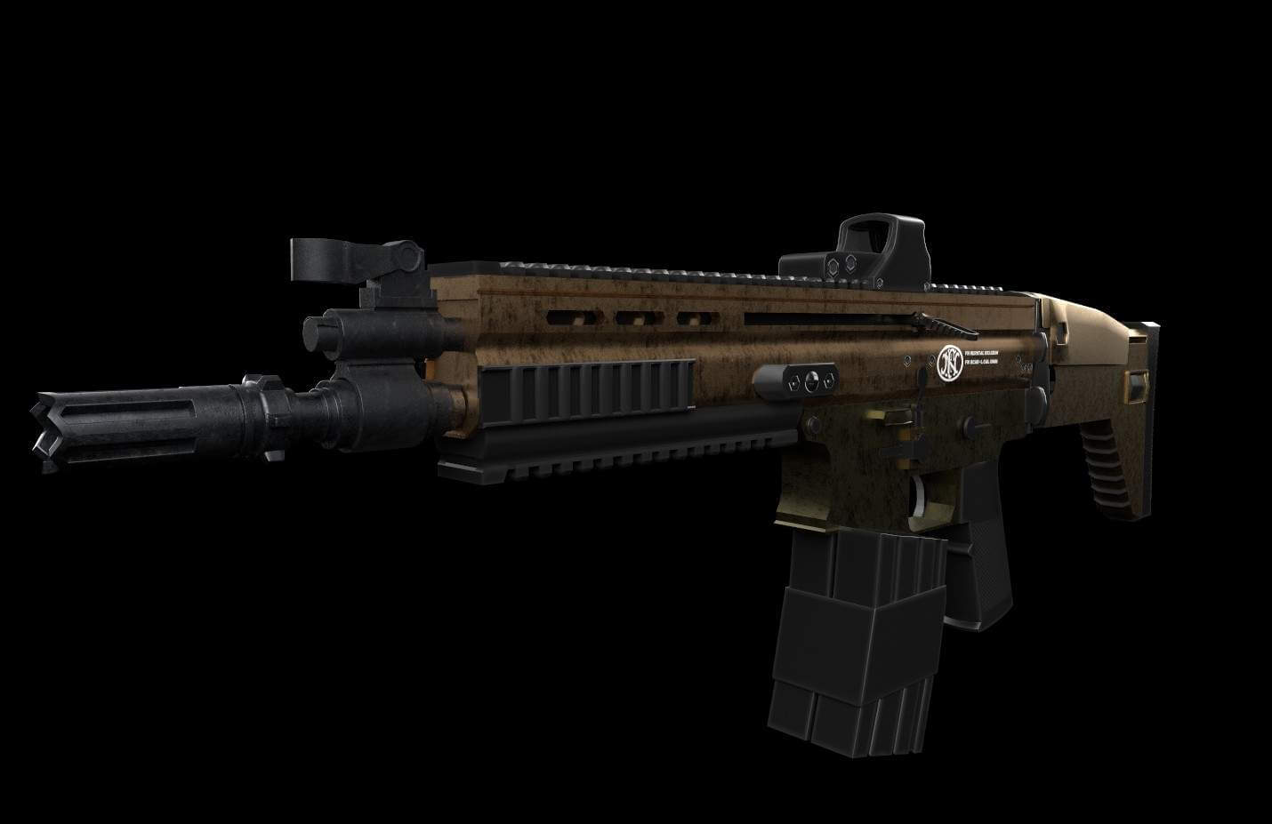 FN SCAR with Red Dot Scope 3D Model by metalfreakqx