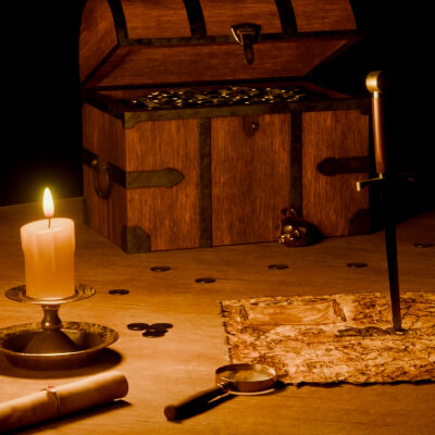 Pirate Table Model Pirate Table Blender Scene - 3D Model by mikymiky