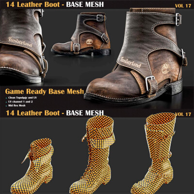 14 Leather Boot Base Mesh Vol 17 - 3D Model by Miladkambari